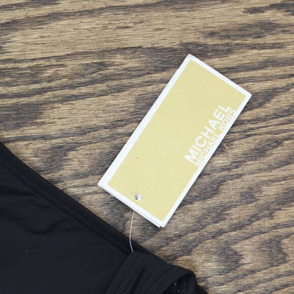 NWT Michael by Michael Kors Solid Logo Ring Swim Bikini Halter Top Black L - Picture 6 of 8